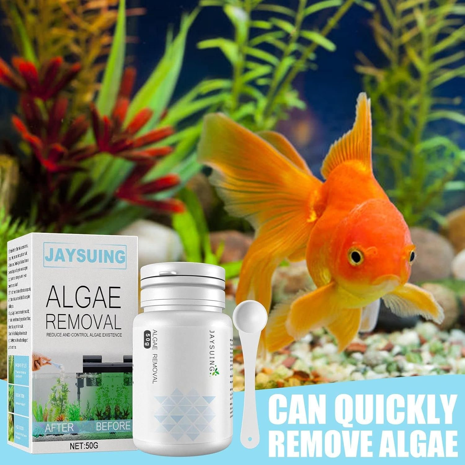Algal Removal Tablet，Tank Moss Remover Aquarium， Fish Tank Cleaning Agent ，Aquarium Supplies for Fish Tank Algae Removal and Water Purification image number 5