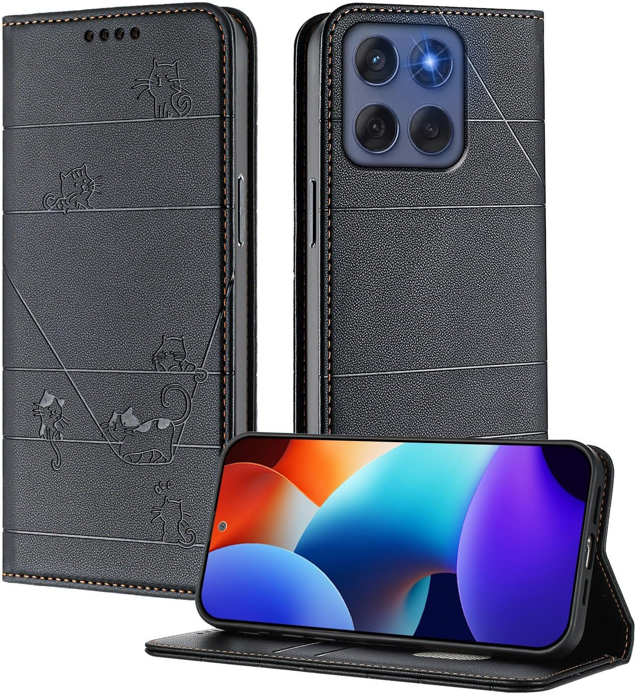 XINYEXIN Case for Xiaomi 15T 5G, PU Leather Mobile Phone Case with RFID Protection, Card Slots, Magnetic Flip Case with Stand, All-Round Protection - Black