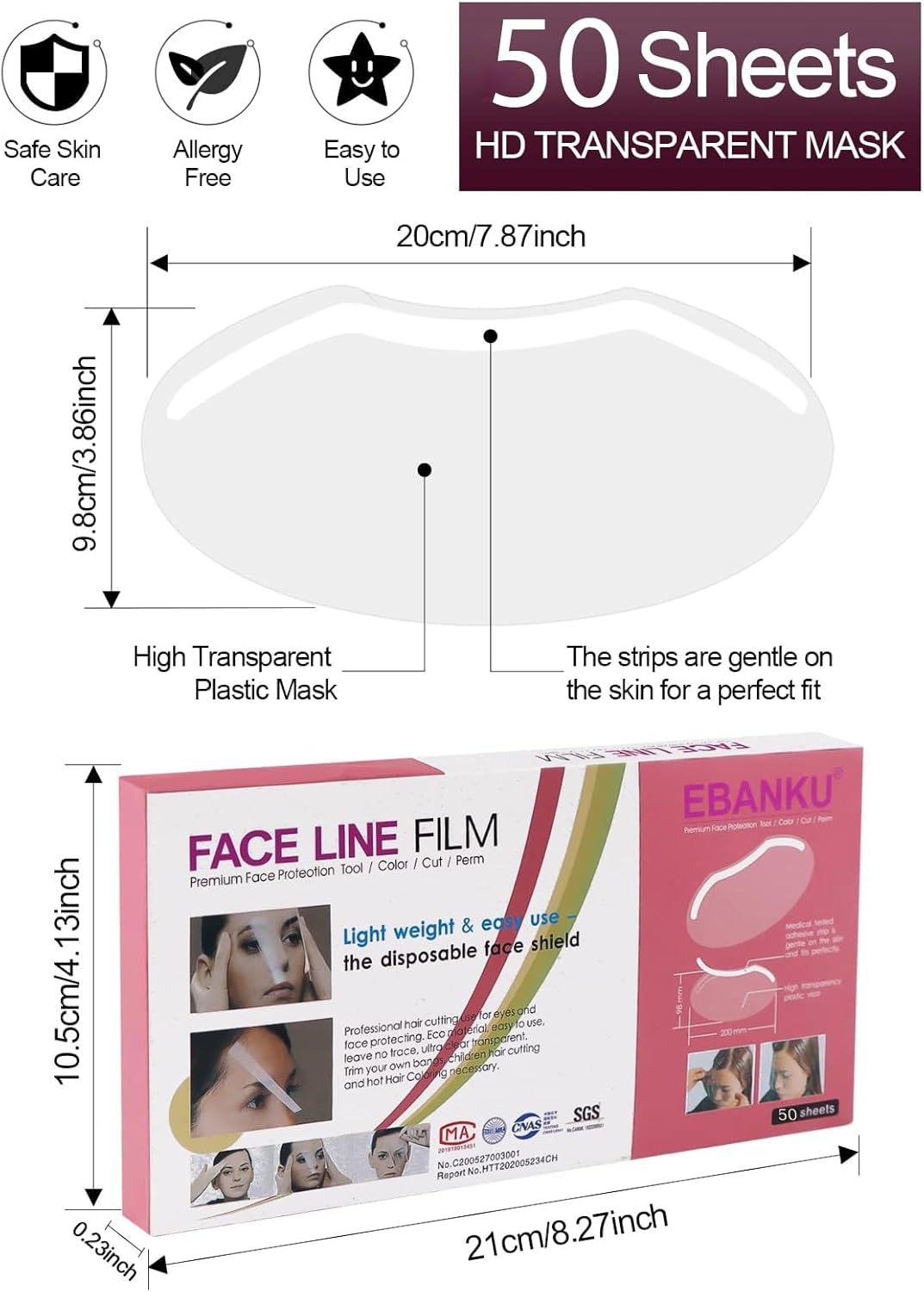 EBANKU 50 PCS Microblading Shower Visor, Eyelash and Eyebrow Protector Shower Goggles Shield, Eyebrow Shower Shields Protector, Face Cover Bath Visor for Hair Salon Supplies image number 3