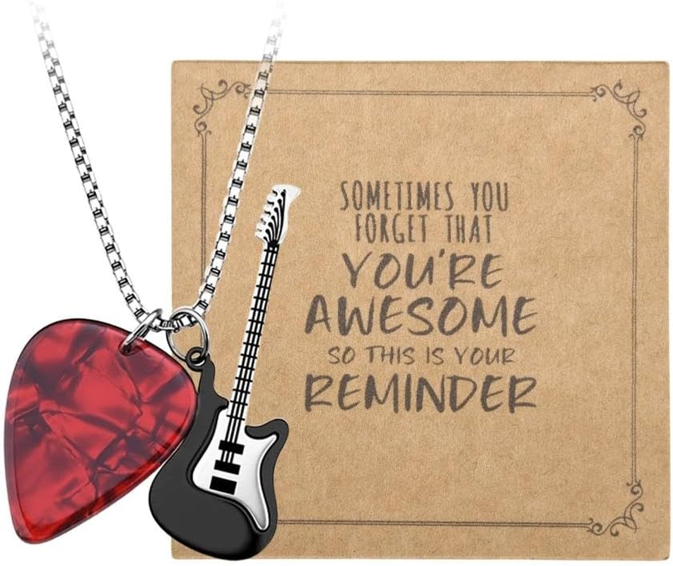 Guitar Pick Necklace for Women Men Friend Christmas Birthday Gifts for Music Lovers Guitarsic Necklace for Musician Guitarist Motivational Inspirational Gift Music Musical Necklaces image number 1