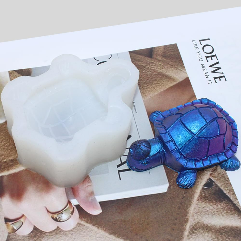 Turtle Shape Resin Molds, SENHAI 4 Pcs Cute Turtle Silicone Molds, 3D Animal Epoxy Resin Molds, Turtle Art Silicone Resin Molds for Craft, Resin Casting, Home Decoration, Holiday Gifts image number 2