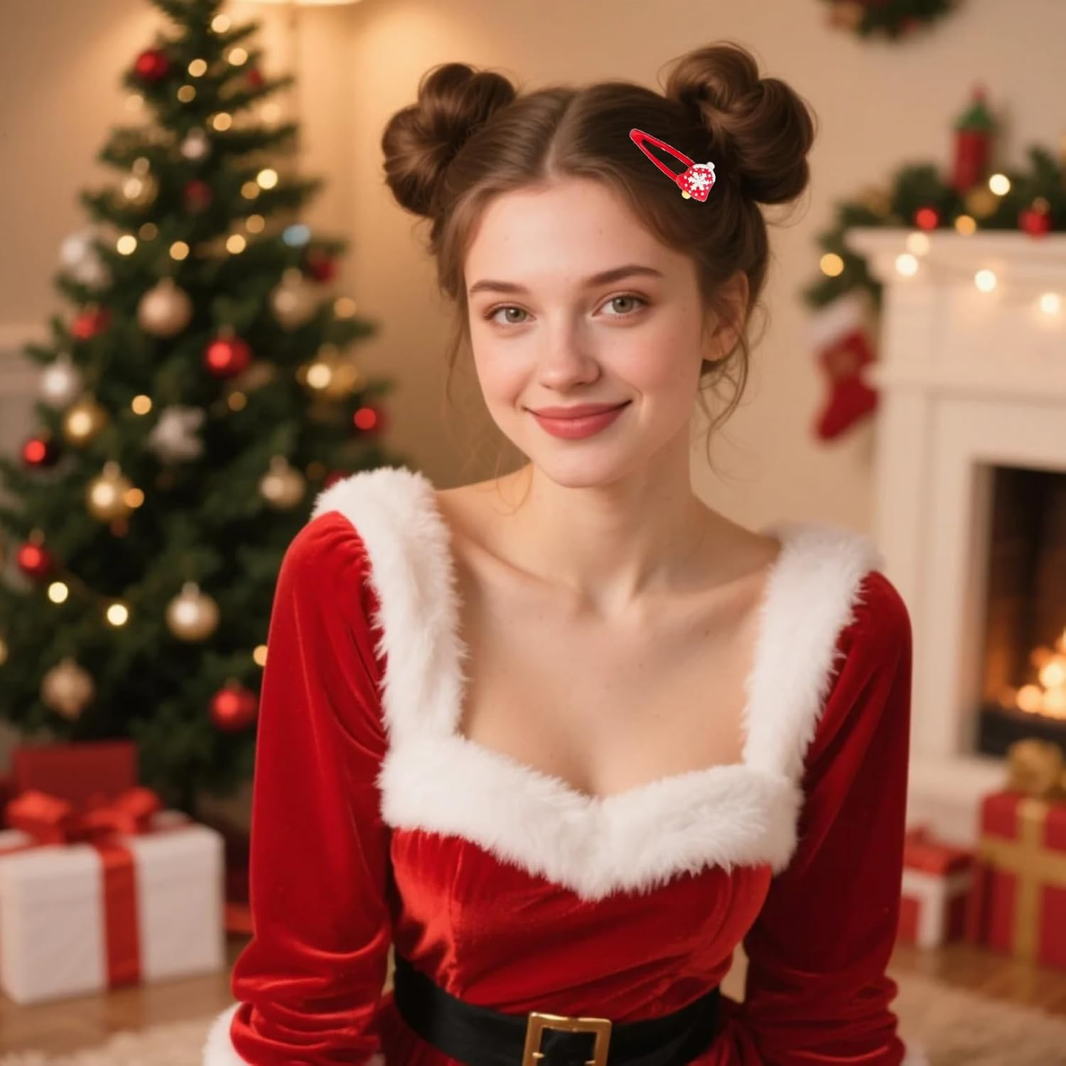 Pack of 10 Hair Clips Girls Christmas Hair Accessories Hair Clip Children Christmas with Christmas Tree Santa Antlers Hair Accessories for Children Girls Women Ladies Gifts image number 1