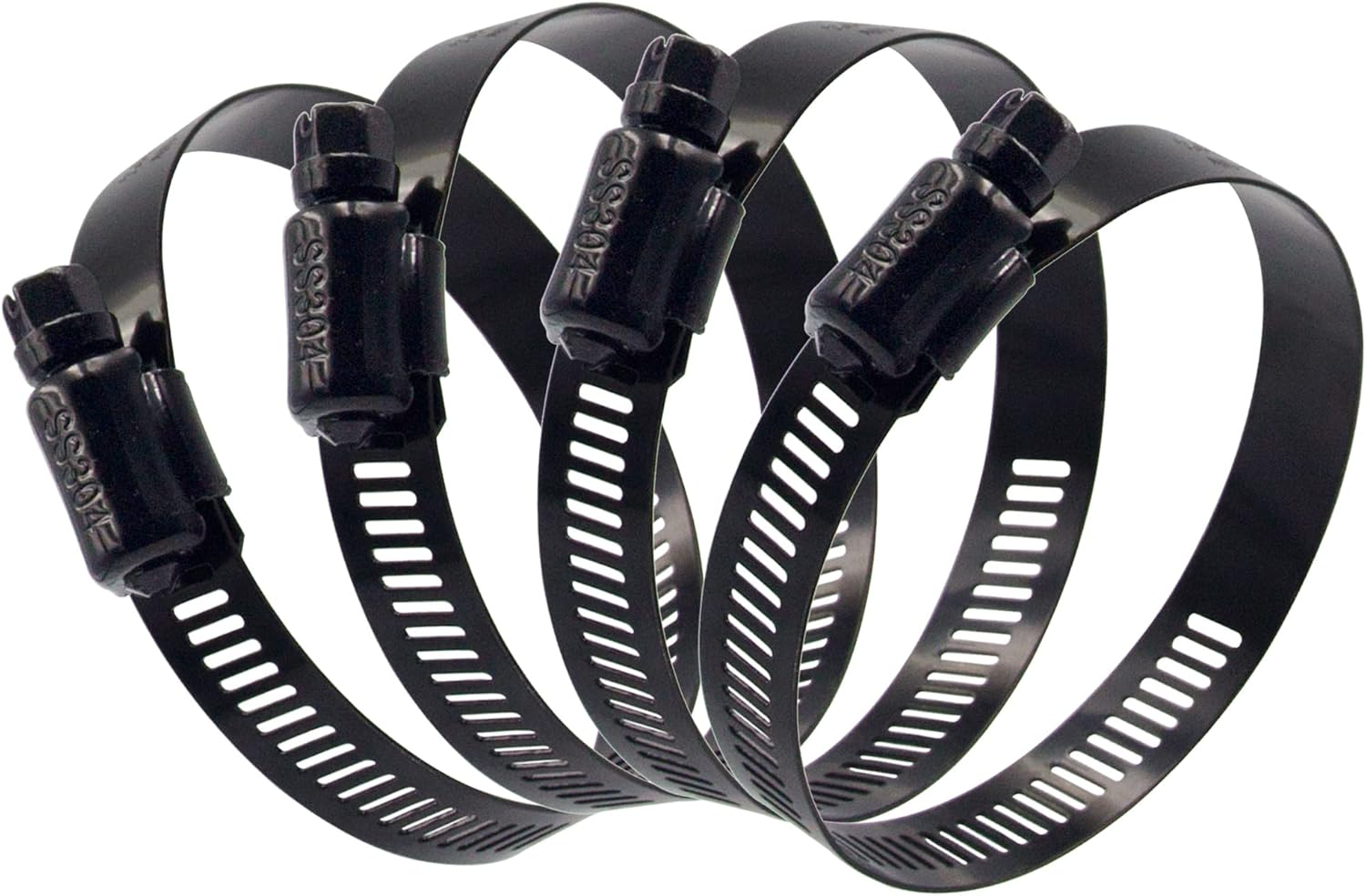 ISPINNER 4Pcs 4 Inch Stainless Steel Adjustable 78-102Mm Size Range Worm Gear Hose Clamp, Fuel Line Clamp for Plumbing, Automotive and Mechanical Application (Black) image number 3