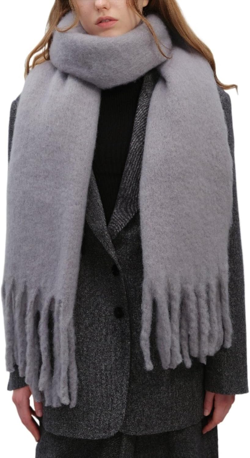 TYHOTULY Chunky Scarf for Women Winter Oversized Thick Warm Tassel Scarves Cold Weather Large Blanket Soft Warm Shawl Wraps image number 6