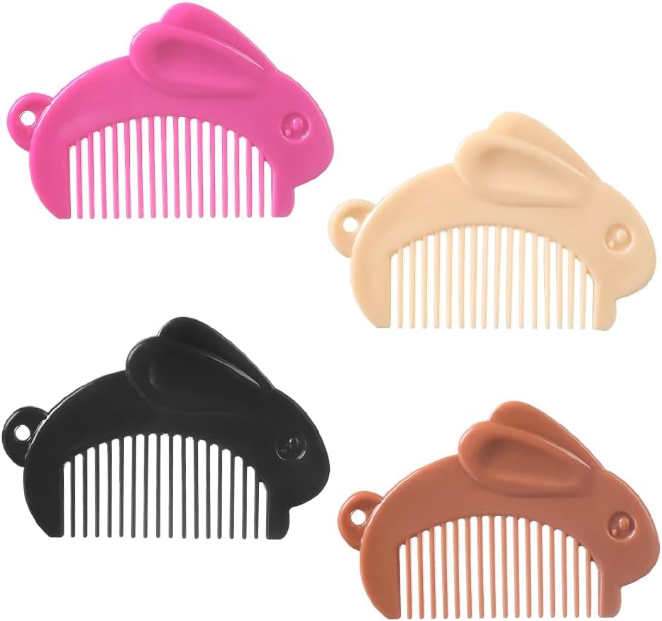 Ximimark 4 Pc Solid Color Lovely Rabbit Shaped Comb Portable Hair Comb Easy to Carry Easter Bunny Hair Styling Tool for All Type of Hair image number 4