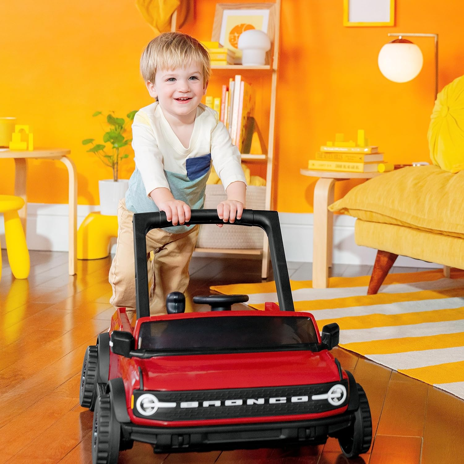 Bright Starts Ford Bronco 4-In-1 Red Baby Activity Center & Push Walker with Removable Interactive Steering Wheel -Toy, 6 Months and Up image number 3