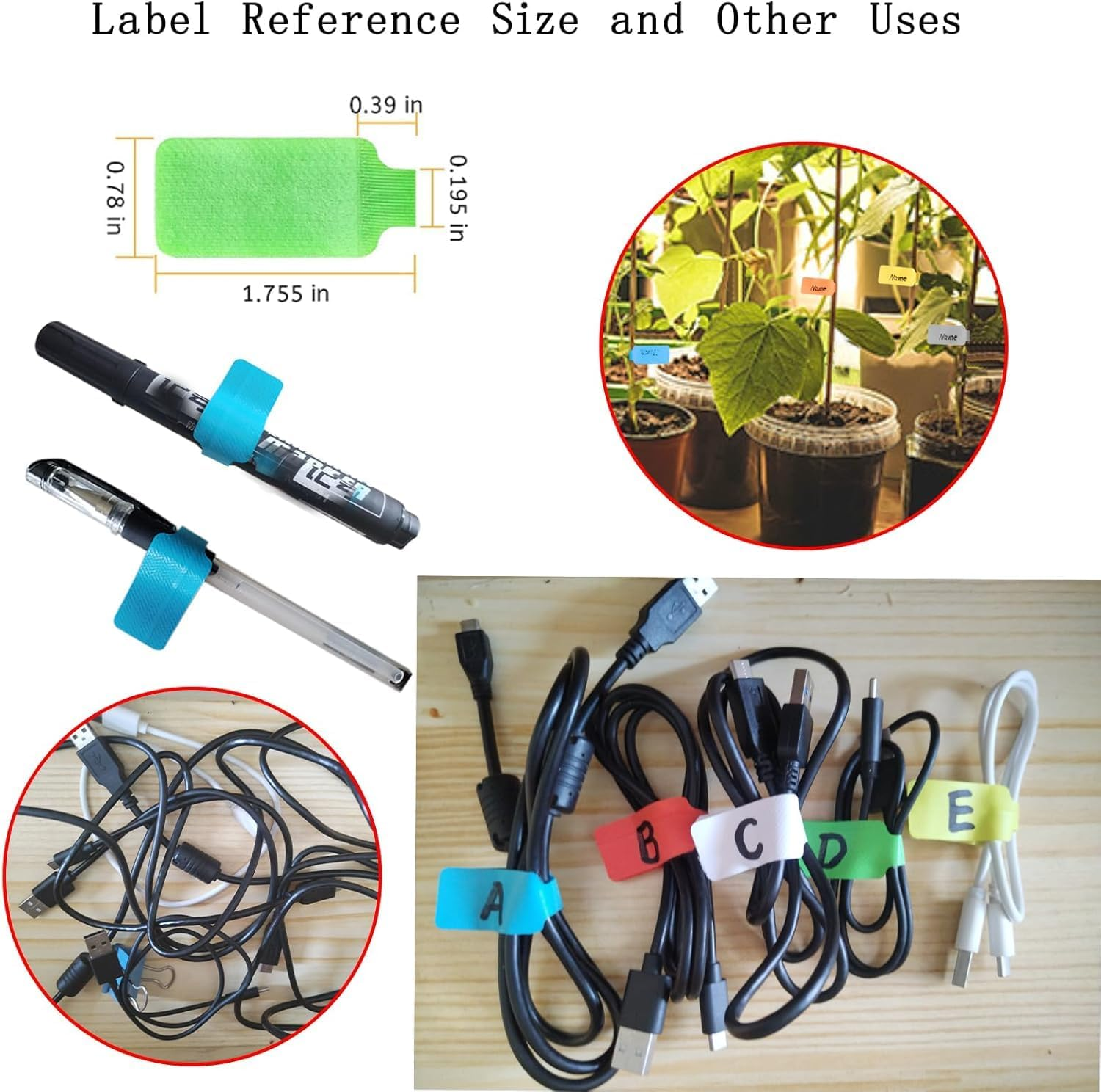 Write on Cord Labels - 20Pcs Writable Wire Tags, Nylon Cable Labels, Colorful Cord Tags for Organizing