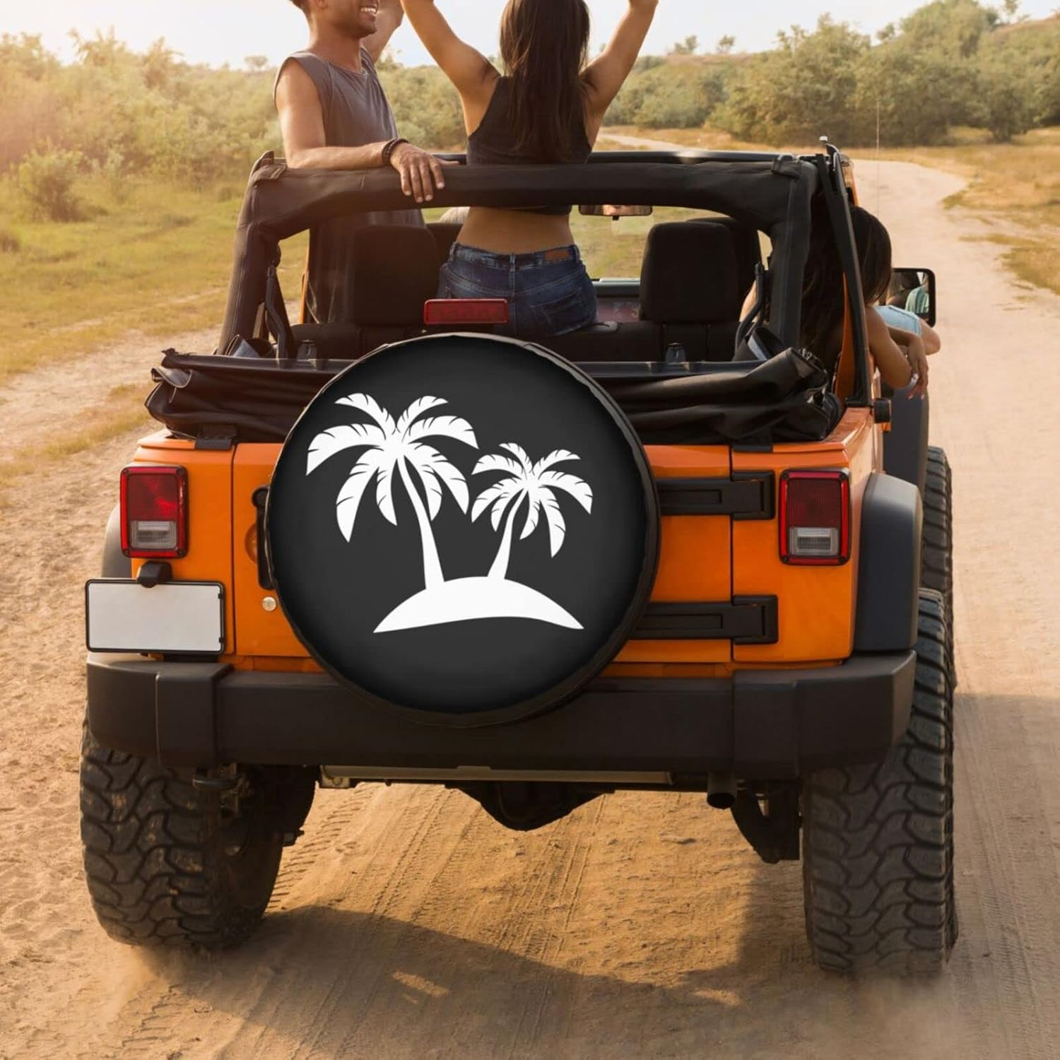 Foruidea Palm Trees on Island Spare Tire Cover Dust-Proof Wheel Tire Cover Fit Trailer, RV, SUV and Many Vehicle 17 Inch image number 1