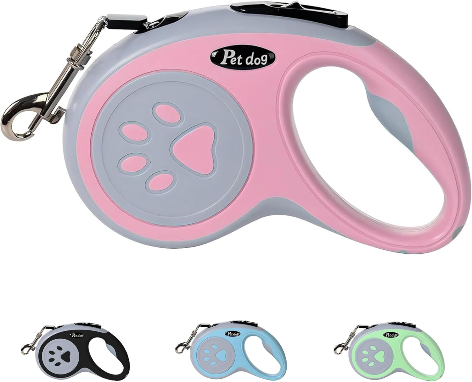 Retractable Dog Lead, 5M/16FT Extendable Dog Training Lead with Strong Nylon Tape, Tangle-Free One-Handed Brake&Pause, Lock for Small Medium Dogs (Blue) - Green image number 5