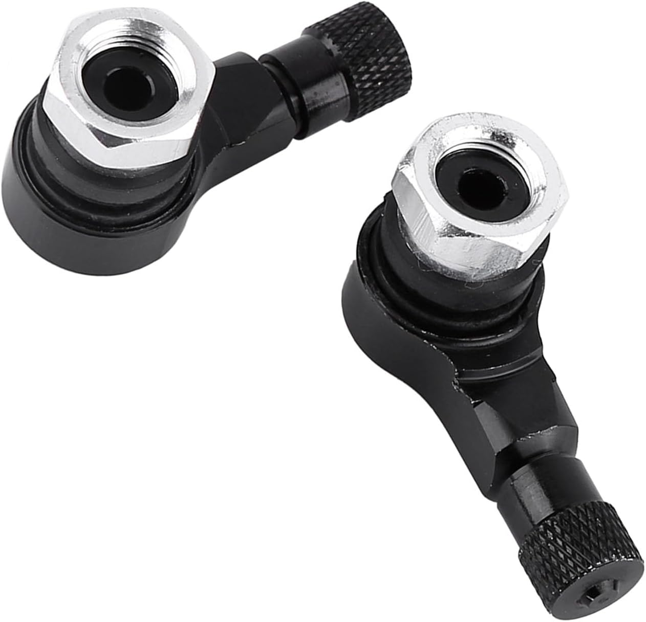 Universal Aluminum Alloy 90 Degree Tire Valve Stems Caps for Motorcycle, 2Pcs (Black) - Black image number 4
