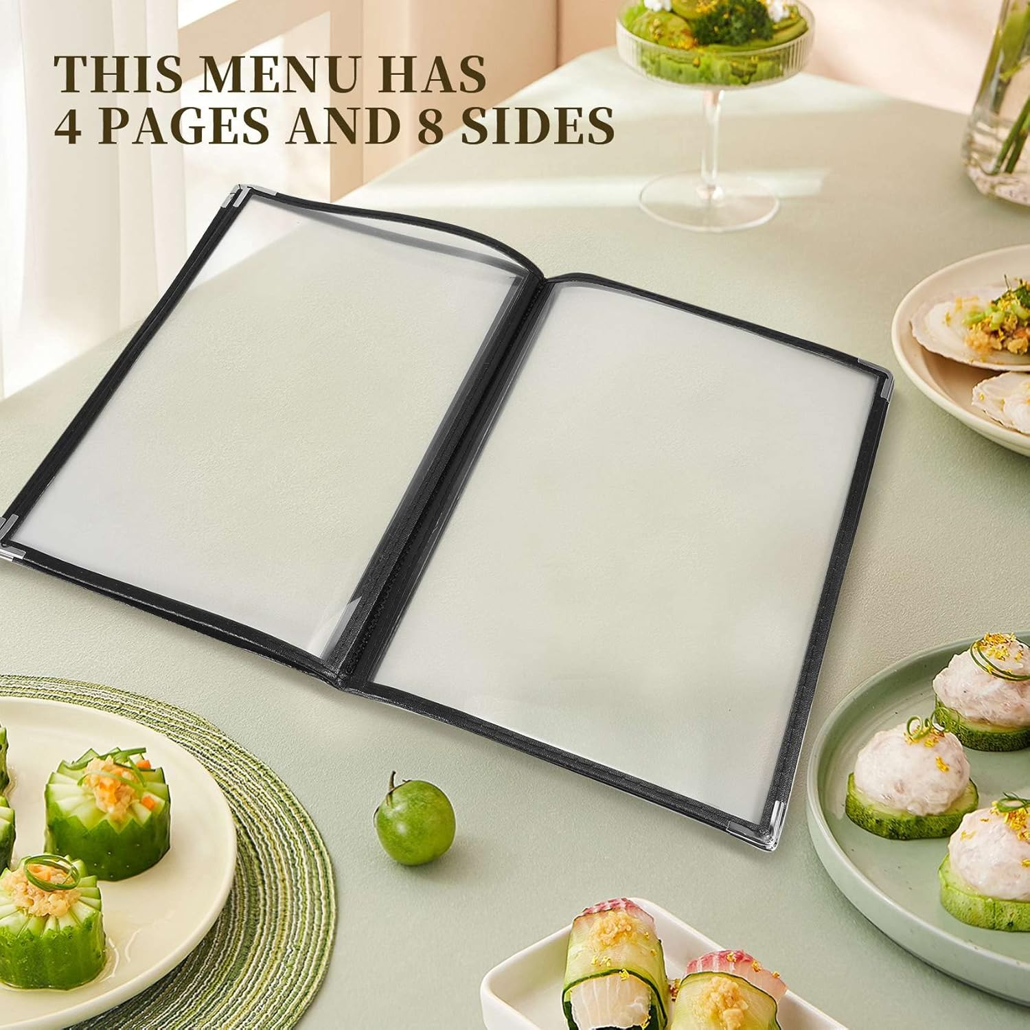 Pvcqjkd 2Pcs Transparent Restaurant Menu Covers for A4 Size Book Style Cafe Bar 4 Pages 8 View image number 4