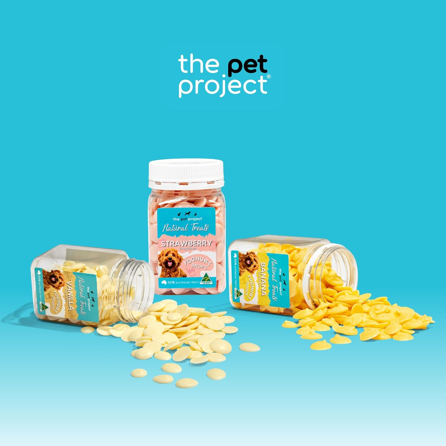 The Pet Project Yoghurt Drop Bundle Pack | 3X 250G Yoghurt Drops | Australian Made Premium Treats for Dogs | Great for Training