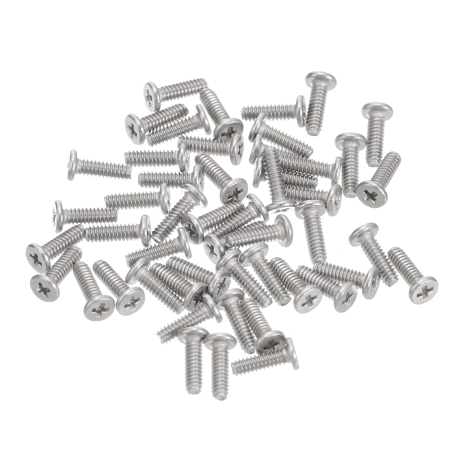 Uxcell M1.6-0.35 X 5Mm 50Pcs Flat round Head Screws 304 Stainless Steel Phillips Drive Machine Screws Hardware Fastener for Furniture Connection image number 2