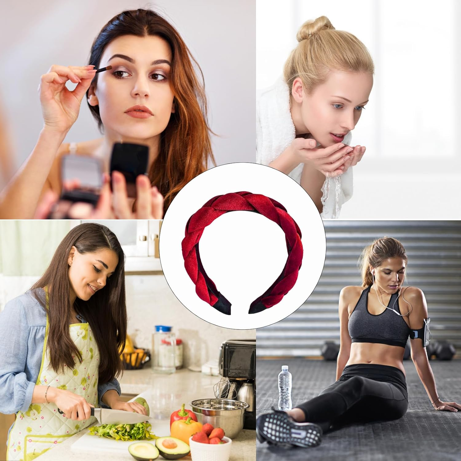 1 X Vintage Dirndl Headband + 1 X Black Choker, Simple Style Costume Headband for Make-Up, Face Wash and Headdress, Clothing Accessories image number 4