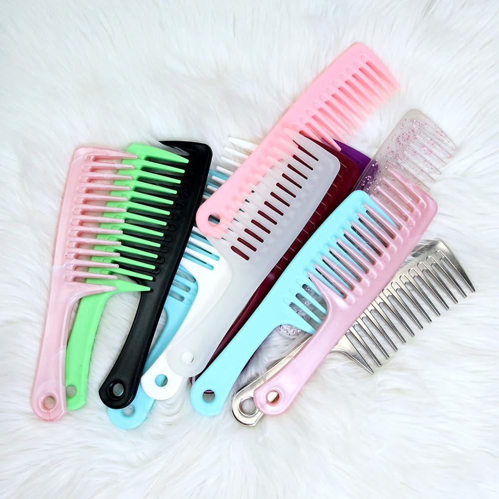 Two Set Large Wide Tooth Comb Detangling Wet or Dry Hair Combs Shower Comb for Women,Men,Hair Styling Brush for Natural Hair,Curly Hair,Long Hair (Cyan, One Size)