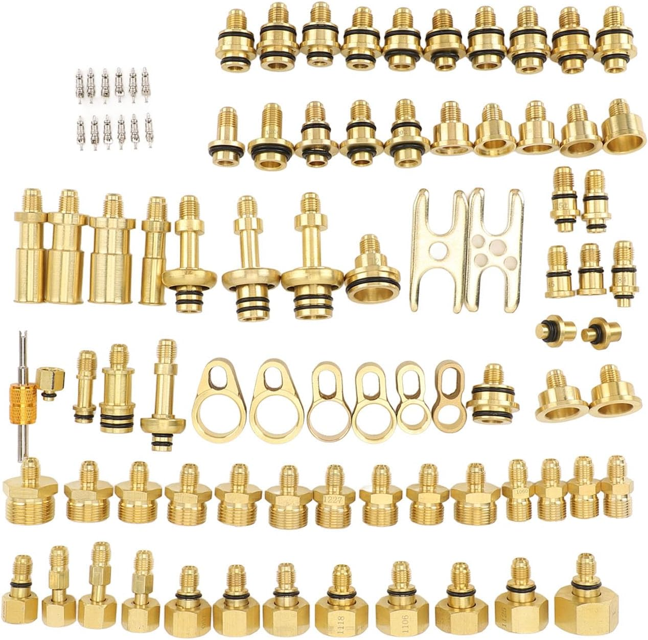 77Pcs Automotive Air Conditioning Test Kit, Brass AC Detection Tools Repair Kit for Car Truck Auto AC Compressor image number 2