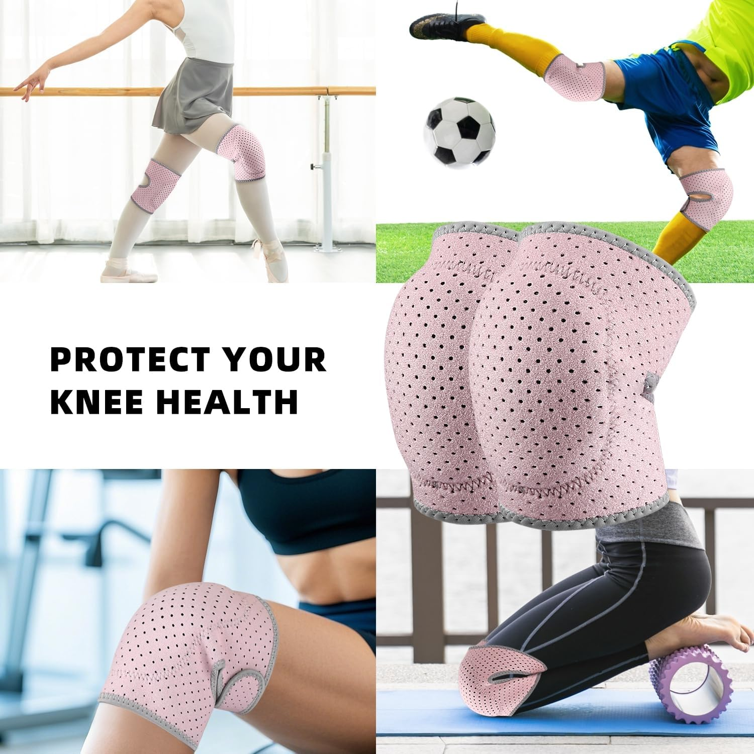 Breathable Knee Support Brace - Adjustable & Comfortable for Sports, Daily, Dance Use, Breathable Knee Support Sleeve, Perforated Design, Pink, 2-Pack AUPOINT image number 1