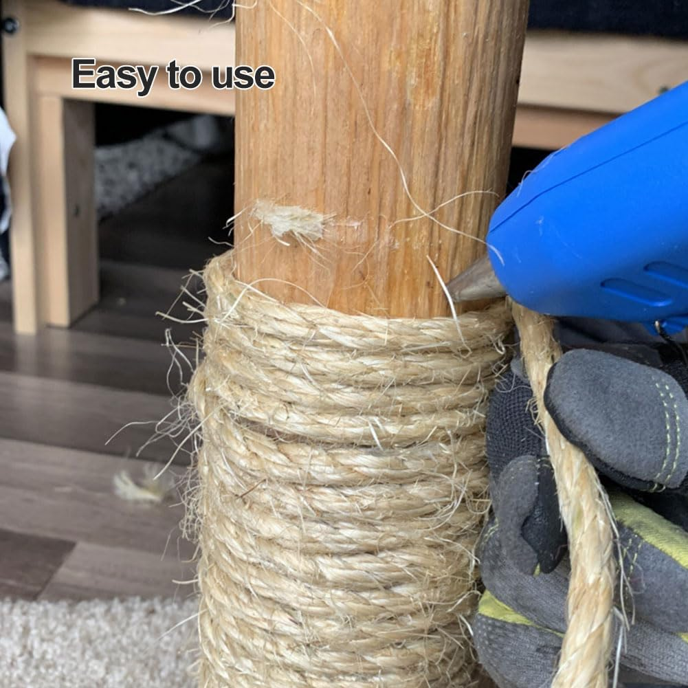Sisal Rope for Cat Scratching Post, Natural Sisal Rope, Scratching Rope for Decorating Scratching Posts for Cats, Decorating Houses, Gardens, Flower Pots, Guardrails, 6 Mm X 20 M image number 1