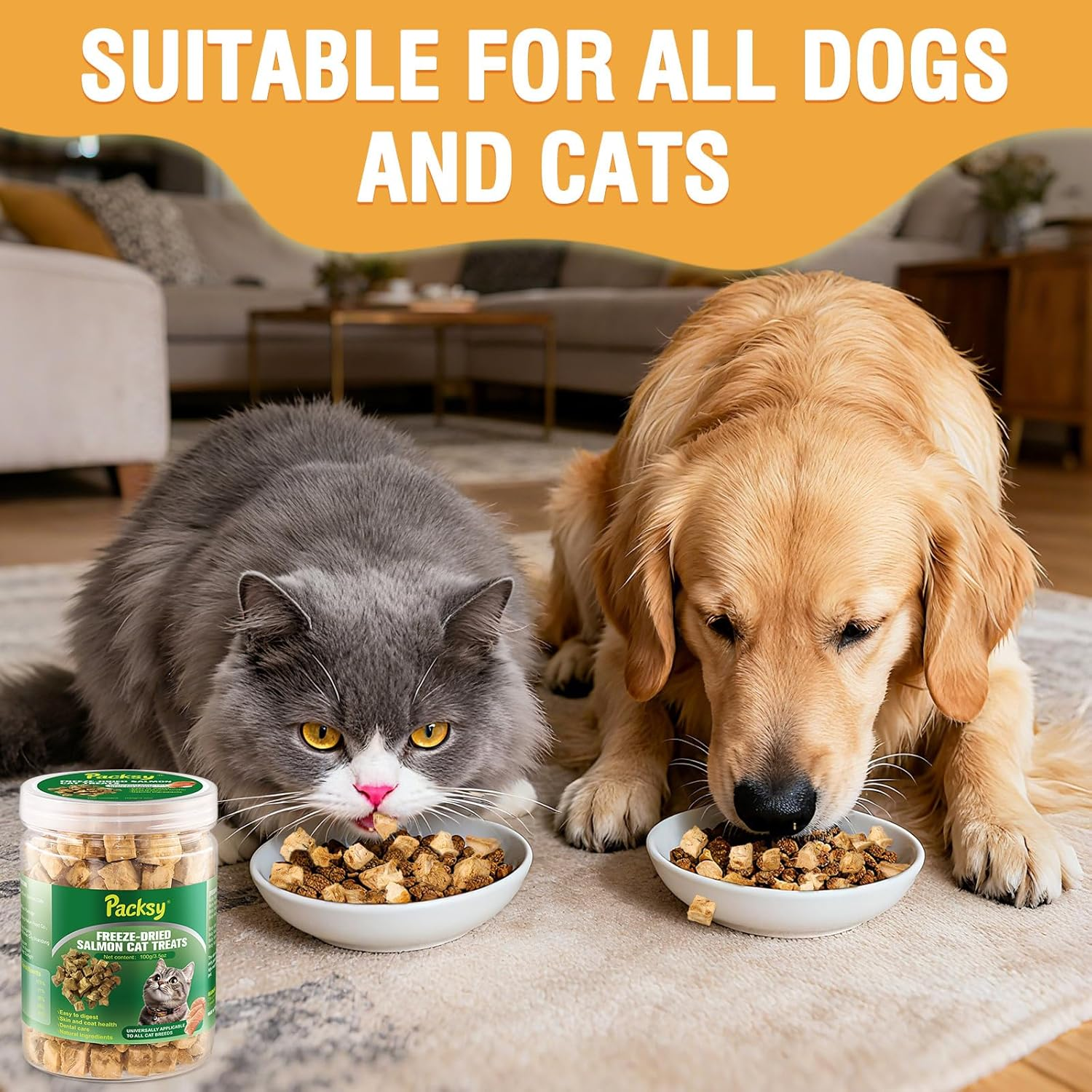 100G Freeze-Dried Salmon Cats Treats,High-Protein,Grain-Free,Natural Cat Snack,Healthy and Delicious,For Cats' Skin and Coat Health,Also for Dogs