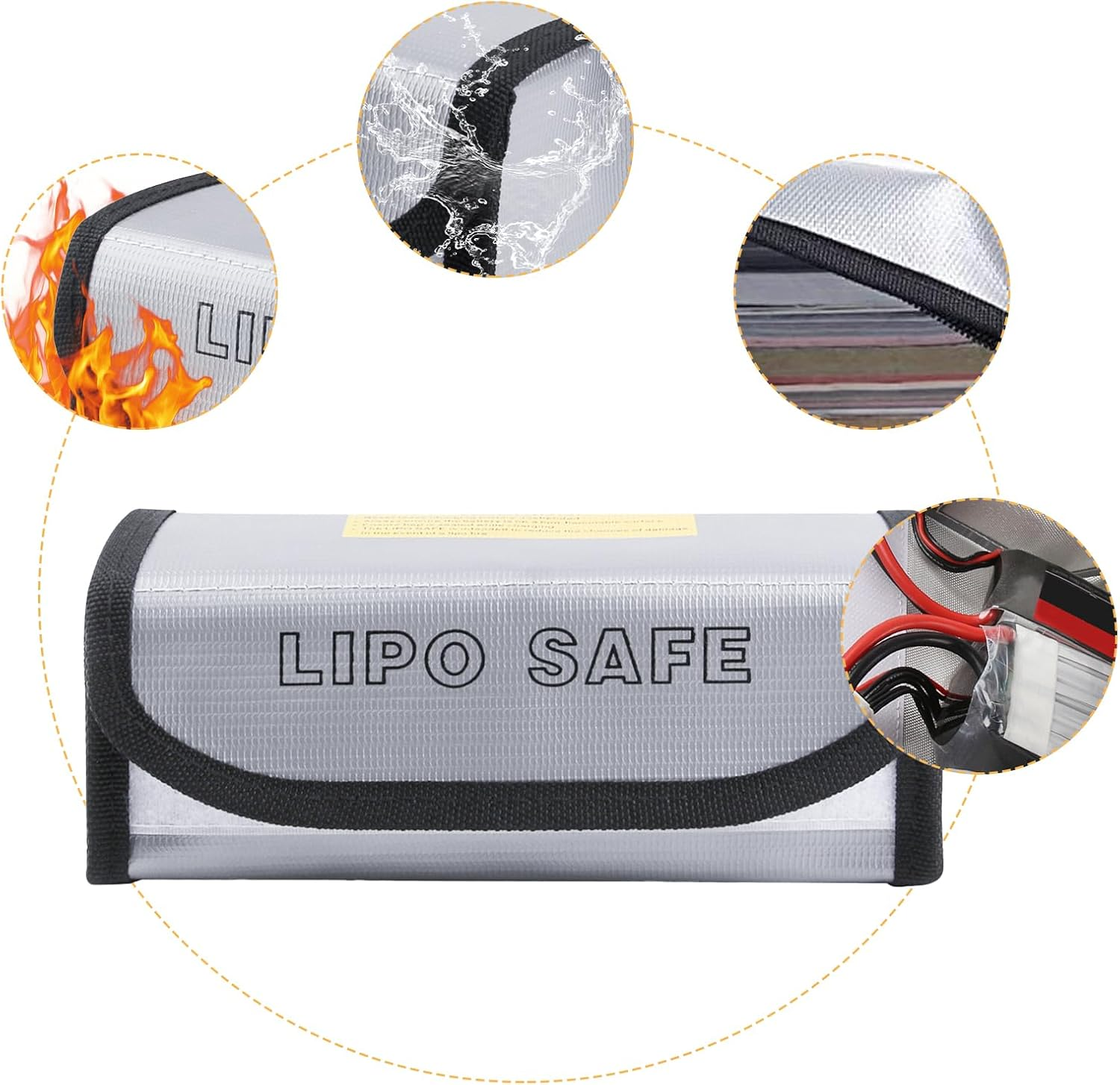 Battery Bag Storage, Lipo Battery Safe Bag, Lipo Guard Battery Bag, Lipo Battery Bag Fireproof Explosionproof Bag, High Temperature Resistance for Charging, Transporting and Storage image number 6