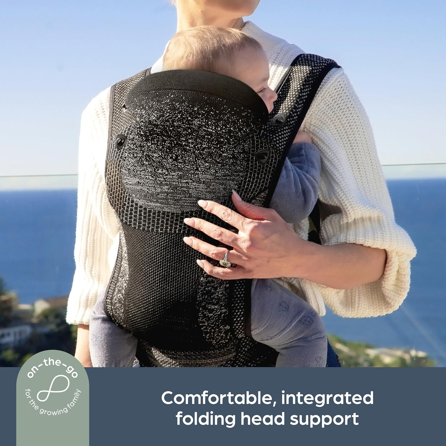 Dreambaby Inspire 3-Position Baby Carrier Newborn to Toddler, 8-33Lb Front & Backpack Style Infant Carrier, Breathable Knit Fabric, Comfortable Head Support, Built in Storage Bag for Parents on the Go image number 3