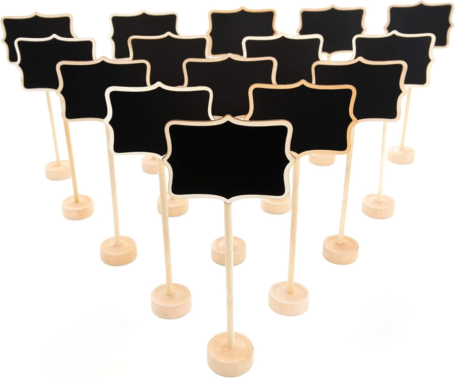 15Pack Wood Mini Chalkboard Signs with Support Easels, Place Cards, Small Wave Rectangle Chalkboards Blackboard for Message Board Signs, Weddings, Birthday Parties, and Special Event Decorations image number 4