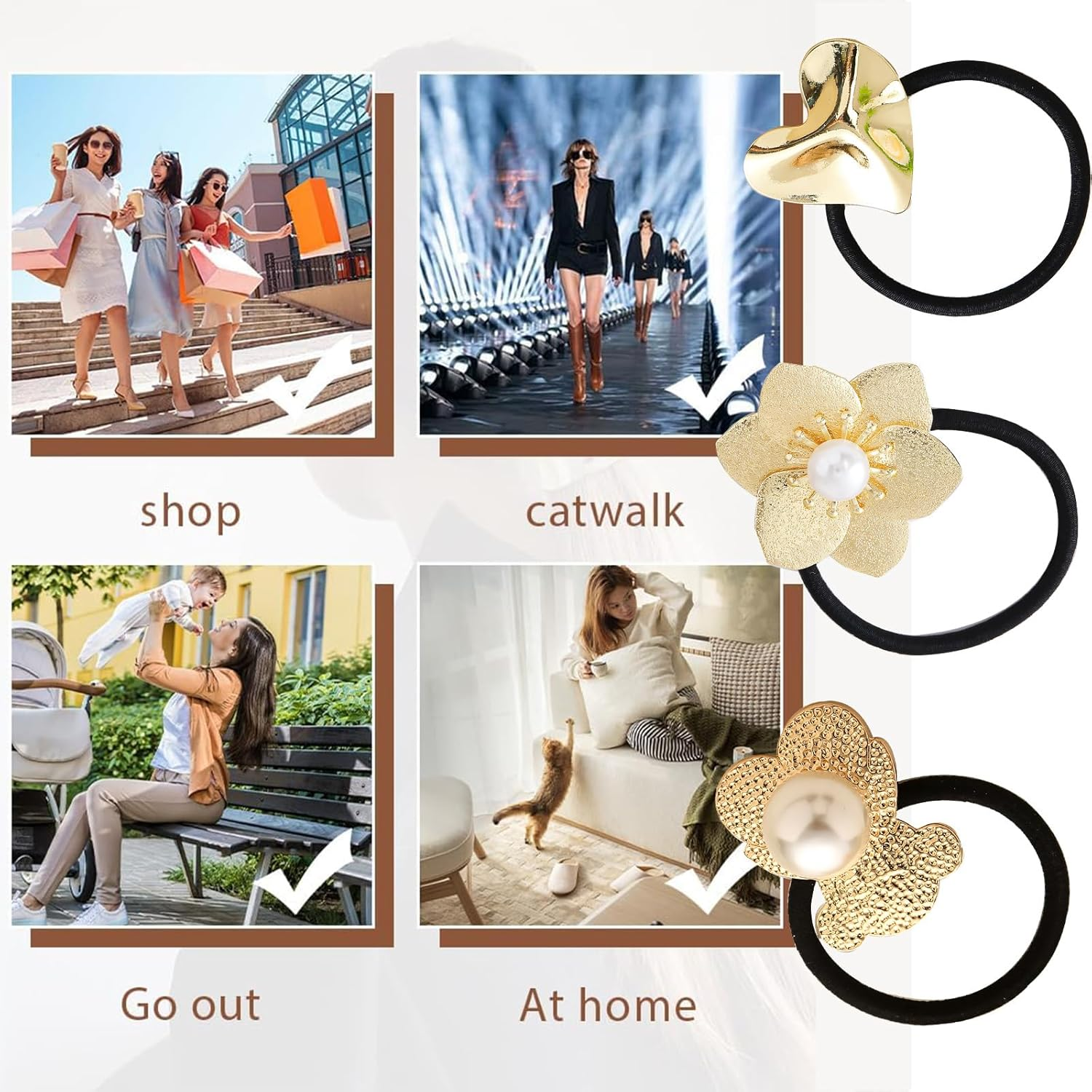 EUYKQNOI Pack of 3 Hair Accessories Gold Hair Accessories, Metal Hair Cuffs for Ponytail and Elegant Hairstyles, High-Quality Hairstyle Holder for Fine Hair, Perfect Women'S Accessory for Any Occasion image number 2