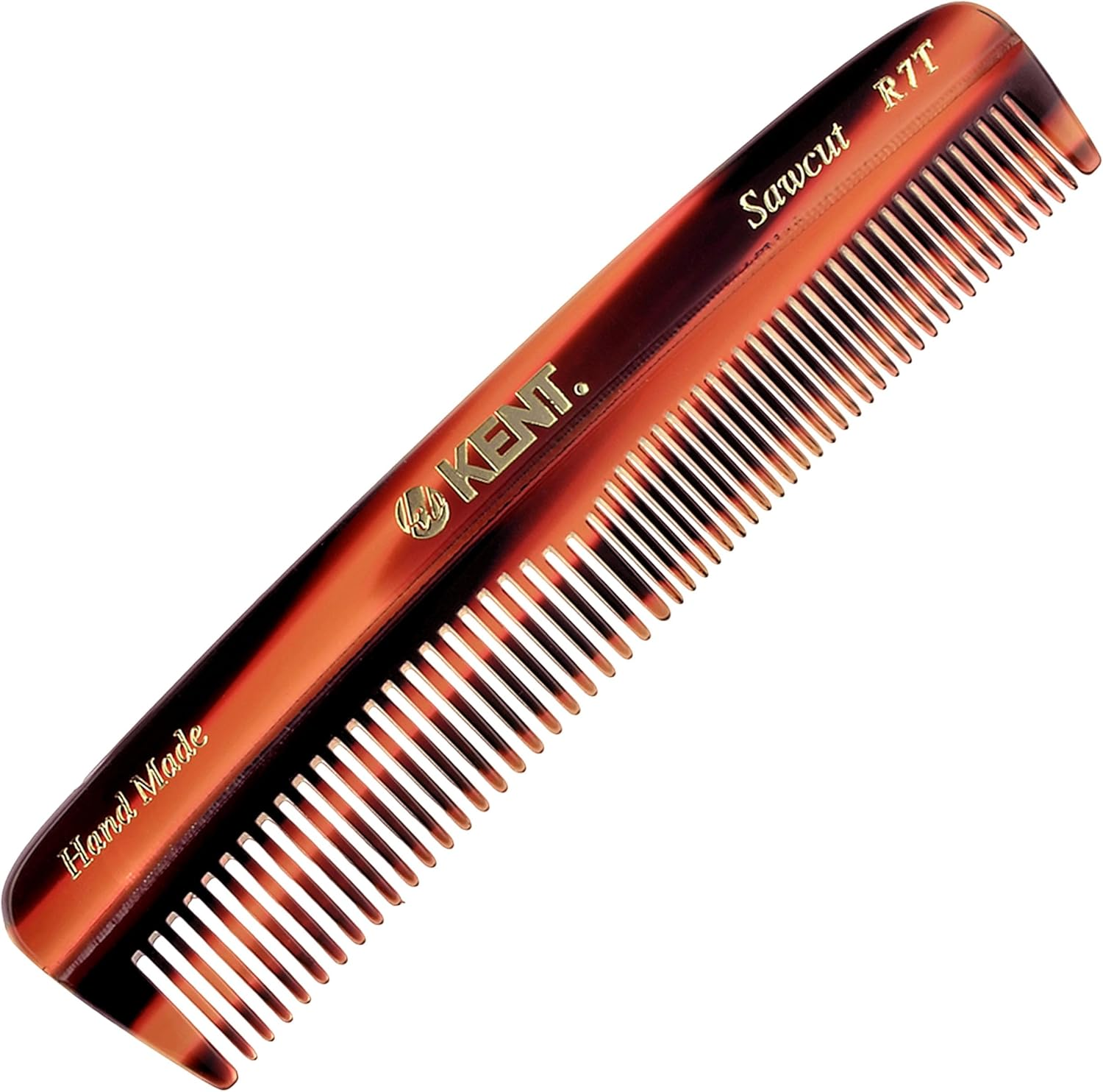 Kent R7T the Apsley Fine Tooth / Wide Tooth Comb for Beard Care and Mustache Comb - Pocket Comb Hair and Beard Comb - Kent Comb for Travel Kit - Hair Combs for Men and Hair Combs for Women Beard Kit