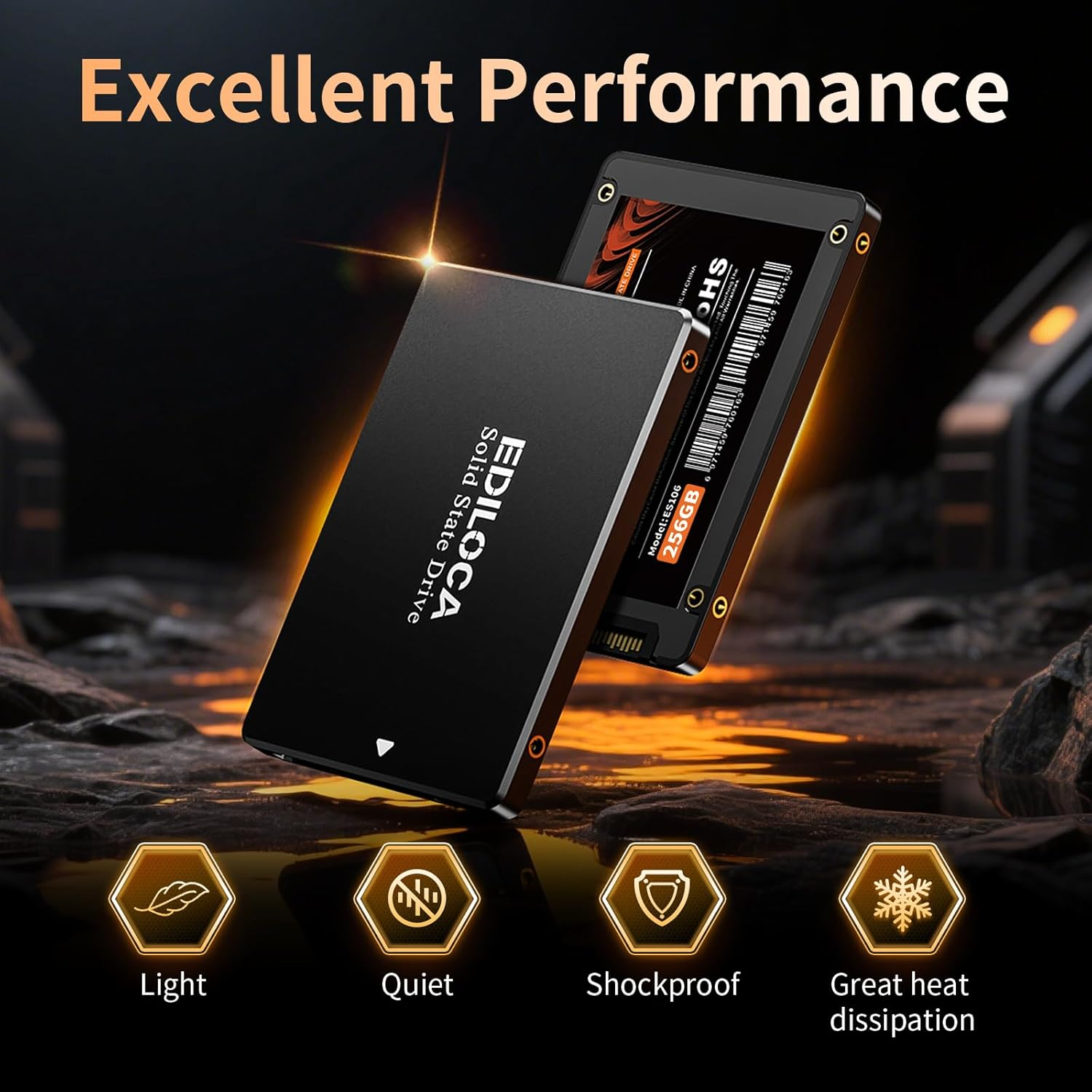 256GB SSD Internal Solid State Drive 2.5" SATA III 6Gb/S, 520Mb/S Read Speed 3D TLC NAND, 256GB SATA SSD Pc/Laptop Upgrade, Shock-Resistant & Drop-Proof(Es106) image number 6