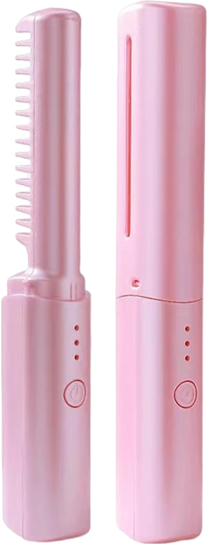 Portable Hair Straightener - Rechargeable Straightening Comb, Cordless Styling Brush | Compact Heated Flat Comb with Curling Function, Lightweight USB Charging Hair Tool with Portable Design for Women