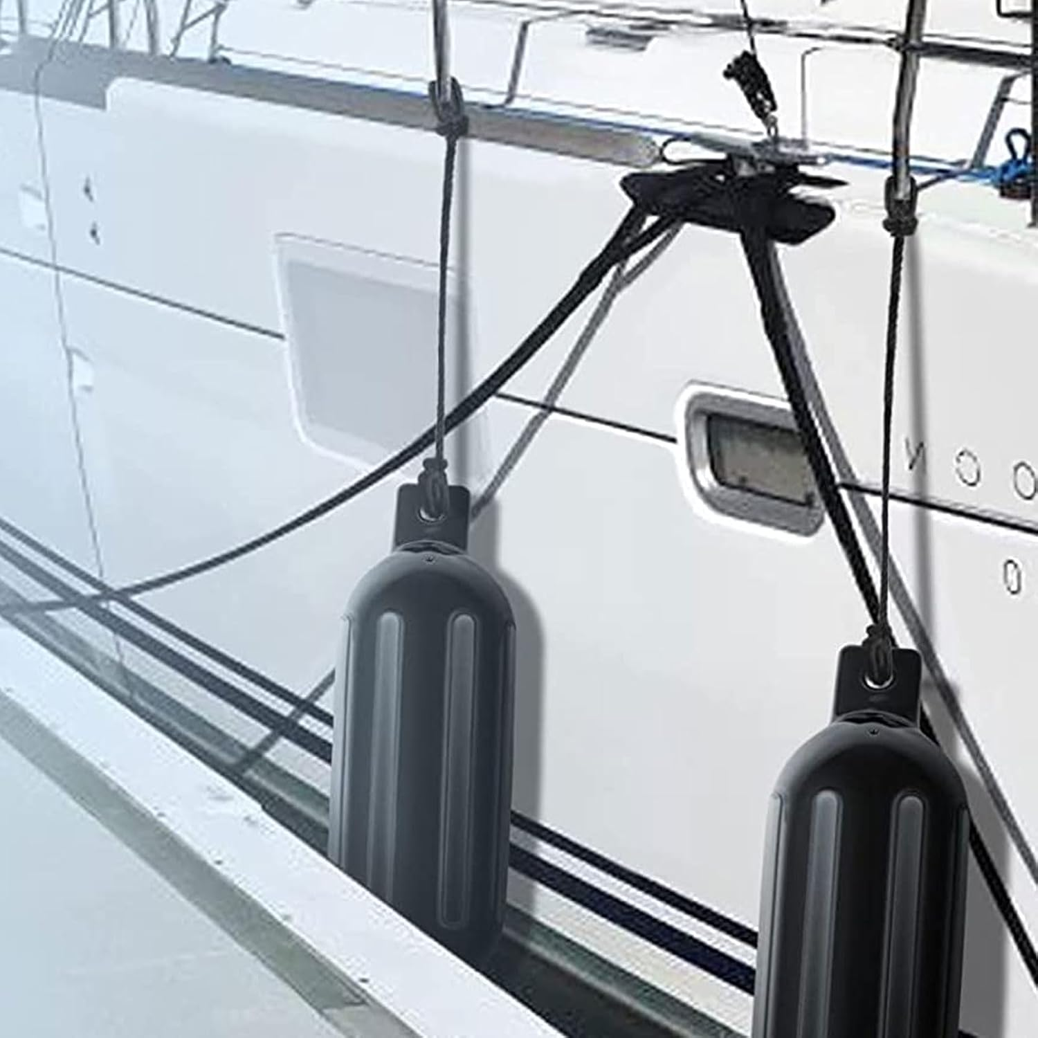 2 Pack Boat Fenders for Docking, Inflatable Boat Bumper Fenders, 5.5'' X20'', Marine Bouys Fender for Yachts, Sailboats, Pontoons, Row Boats, Ski Boats, Canoes, Easy to Install image number 5