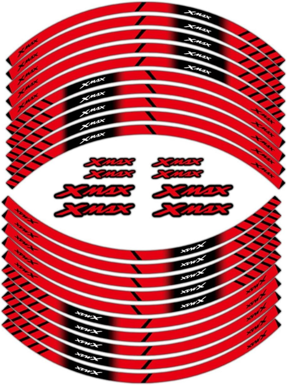 Stickers for Yamaha Xmax Xmax Motorcycle Inner Wheel Stickers Rim Reflective Decoration Decals Car Accessories (Color : Red) image number 2