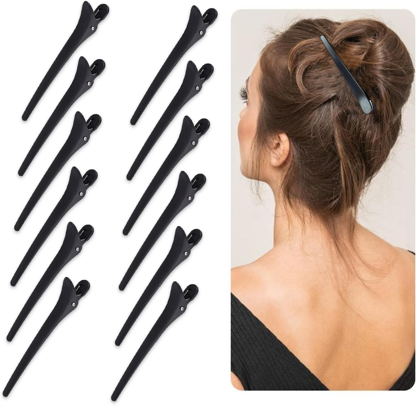 12 Pcs Hair Clips Set 12Cm/4.72Inch Alligator Duckbill Clips for Sectioning Curling Styling Non-Slip Grip Salon Home Use for Women Girls Hair Salon image number 1