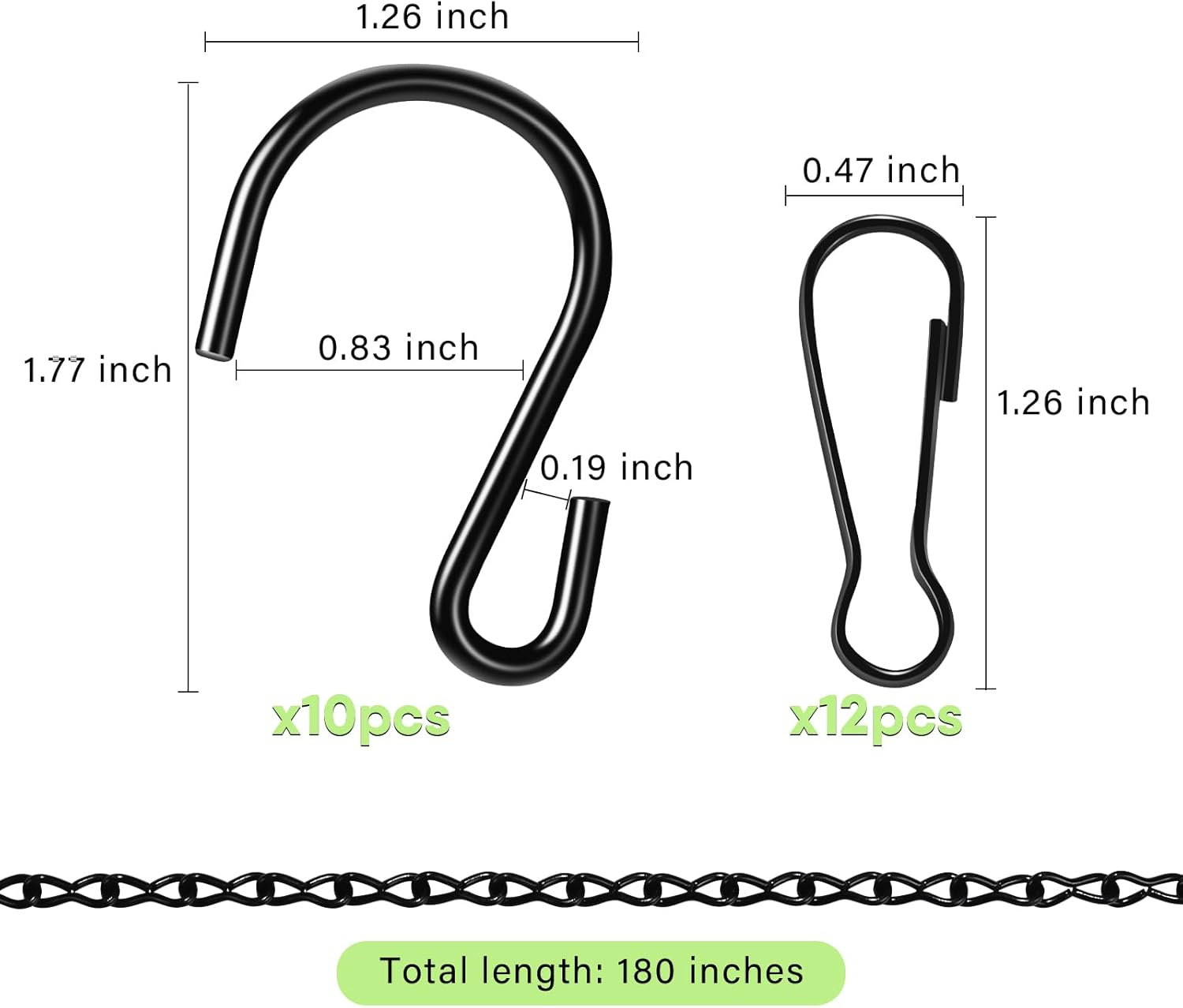 Upgraded 180&rdquo;Heavy Duty Metal Hanging Chains with Hanging Basket Hooks Set for Planters,Birdcage,Birds Feeder,Grow Lights,Lanterns,Billboards,Wind Chime and Ornaments,Chain Hooks Diy,Black image number 5