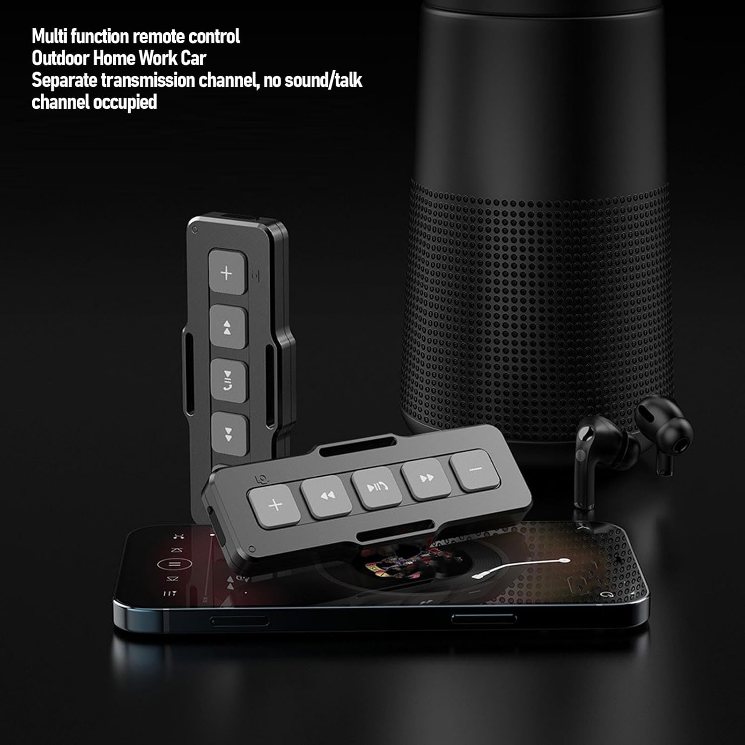 Bluetooth Media Button Remote, Wireless Music Controller for Car Bike Motorbike, for Outdoor Sports, Home Entertainment, Work