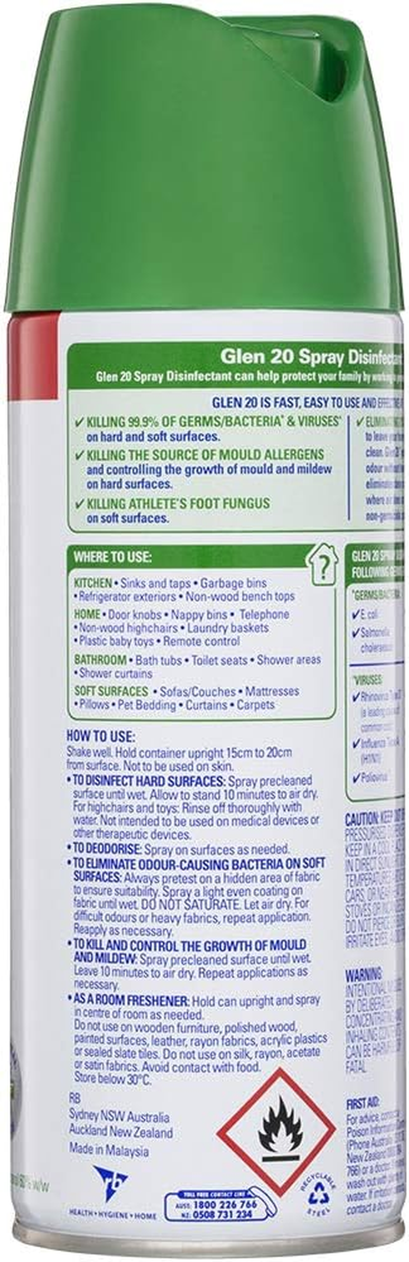 9PK Glen 20 Disinfectant Spray 300G Kills 99.9% of Germs Citrus Breeze image number 1