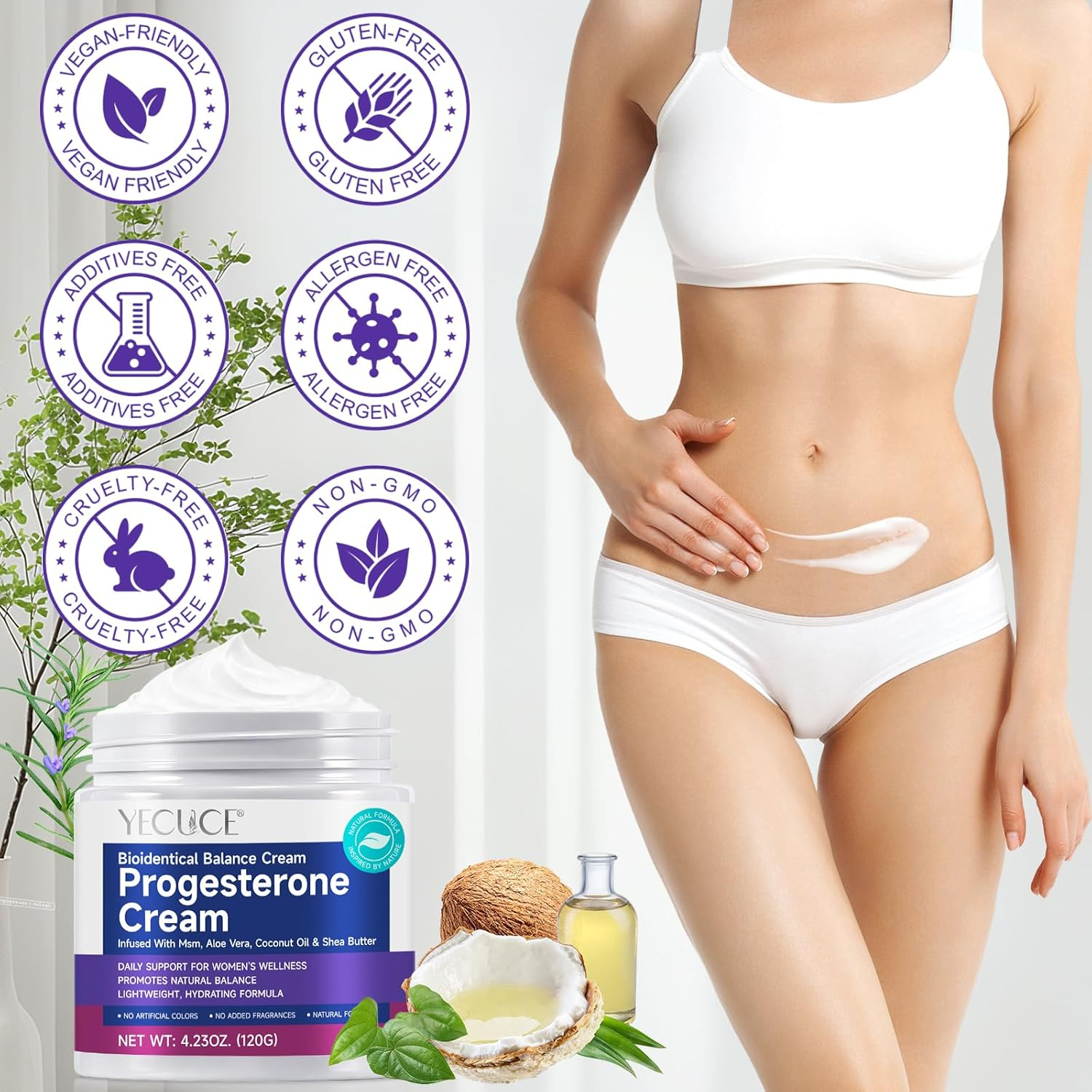 Progesterone Cream 120Ml, with Naturals Wild Yam & Dang Gui - Feminine Estrogen Hormonal Balance Cream, Hormone Care Moisturiser, Vegan Formula image number 5