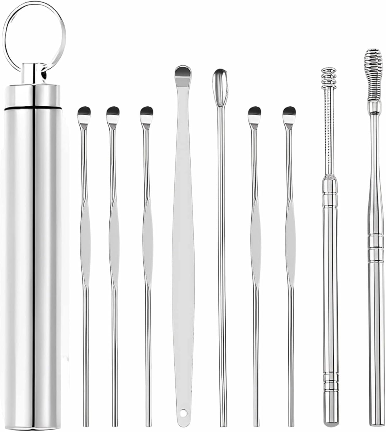 Aviation Grade Stainless Steel Ear Spoon,Earwax Remover Earwax Remover for Adults 10Pcs Earwax Cleaning Tool Ear Cleaner with Storage Container Ear Cleaner Suitable for Children Teenagers and Adults image number 2