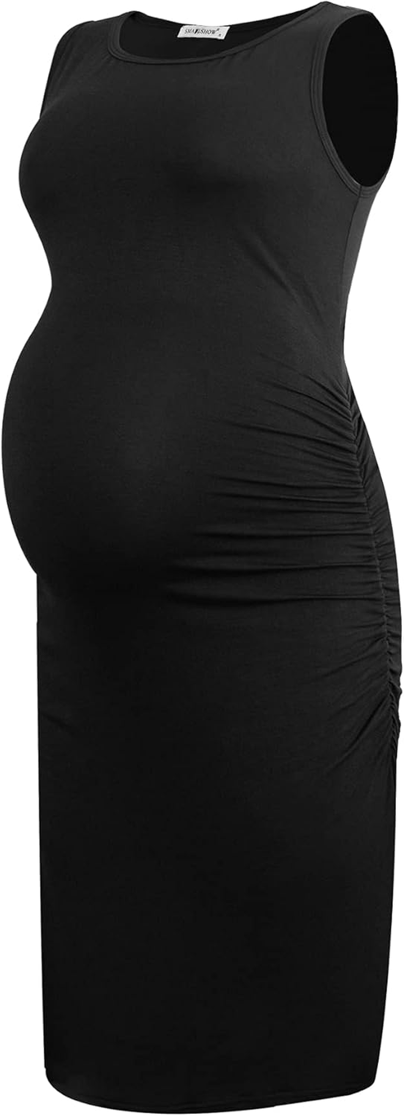 Smallshow Women'S Sleeveless Maternity Dress Ruched Pregnancy Clothes image number 3