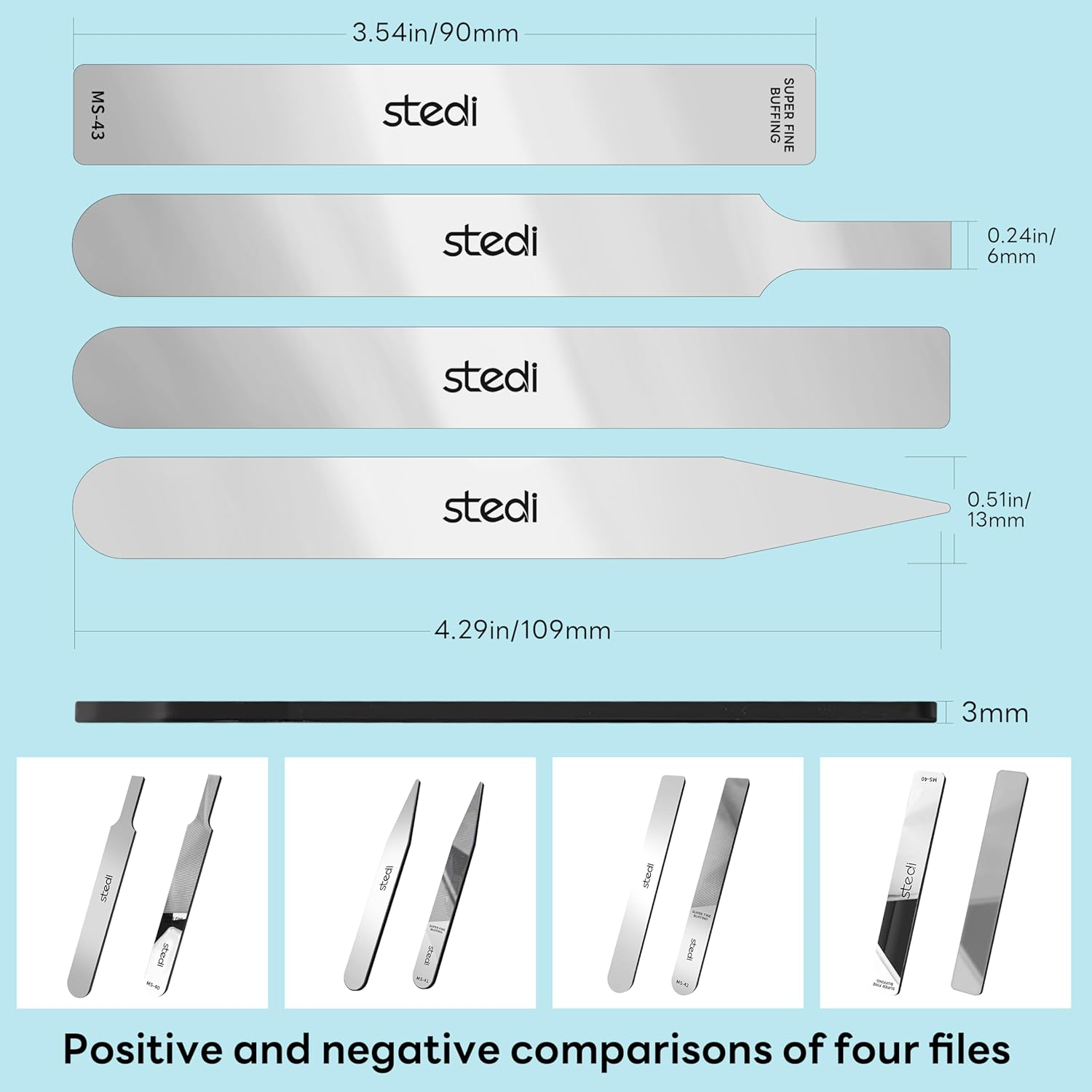 Stedi Hobby Model Polishing Tools 4 PCS, Ultimate Precision Files #10000 Grit Glass Mirror Grinding Tools for Plastic Gundam Models, Wood, Resin-Base Parts. image number 2