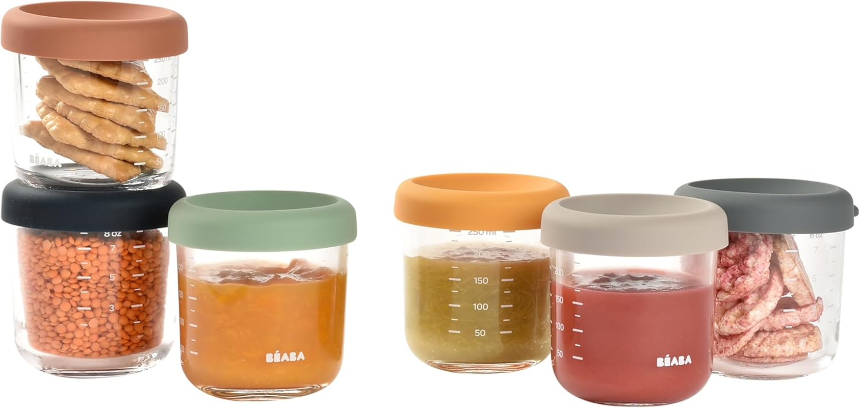 BEABA Pack of 6 Servings Baby Meal Storage/Glass Set, 100% Airtight, Heat & Cold Resistant, Freezable, Sterilizable, Graduated, 150 Ml, Sunrise image number 4