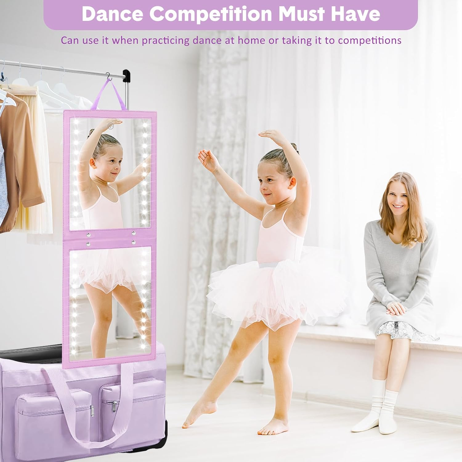 Fabuday Foldable Dance Mirror Purple image number 5