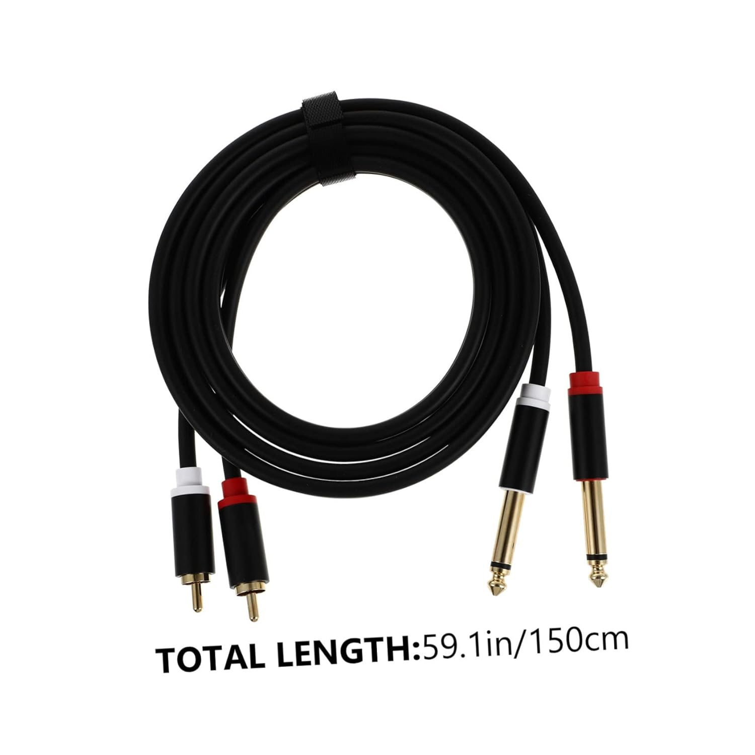 MERRYHAPY 2Pcs Audio Cable Black RCA to Dual Connector for Amplifier Mixer Audio Equipment Wire for Recorder Home Studio Use image number 1