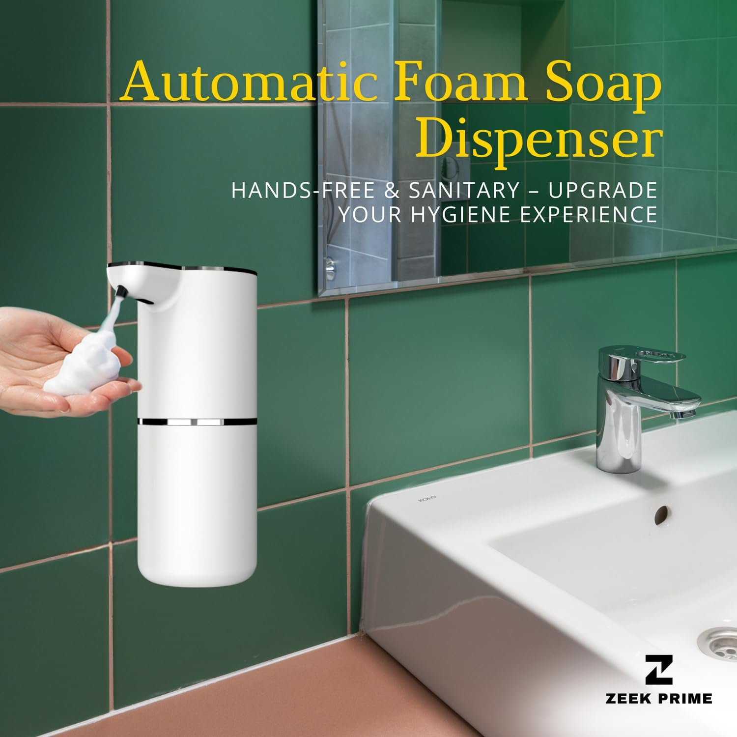 ZEEK PRIME - Auto Sensor Foam Soap Dispenser &ndash; Touchless Rechargeable Hand Soap Dispenser with 4-Speed Foam Control, USB Charging, 1200Mah Battery | Hands-Free Hygiene for Kitchen & Bathroom. image number 6