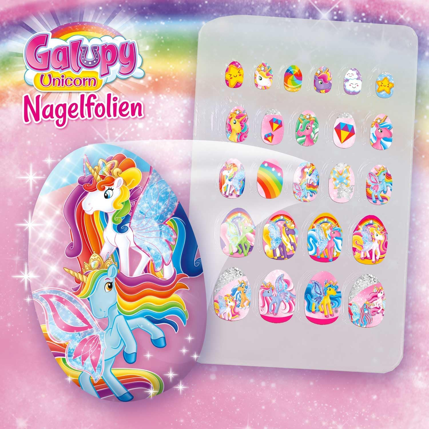 CRAZE 18 Packs of Galupy Unicorn Girls' False Nails for Girls, 24 Press-On Artificial Nail Tips, Durable, Long-Lasting, Easy Apply, Reusable DIY Acrylic Nail Extension Tips image number 3