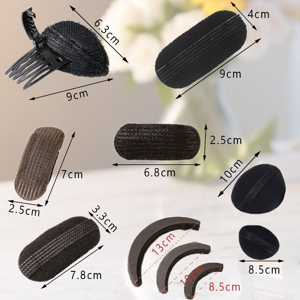 14 Pcs Sponge Volume Hair Pads Set - Bump It up Inserts, Invisible Hair Styling Tools, Easy Hair Styling Accessories for Women and Girls - Add Volume and Easily Create the Great Bun image number 1