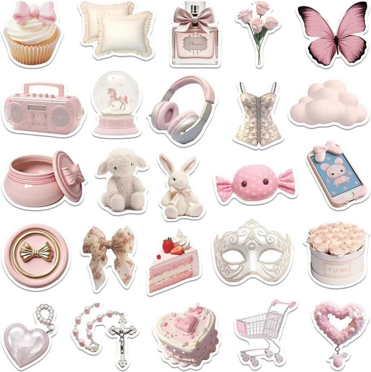 50Pcs Cute Pink Ballet Girl Stickers Decoration INS Style Graffiti Decals DIY Phone Case Luggage Guitar Aesthetic Sticker (Light Pink) image number 5