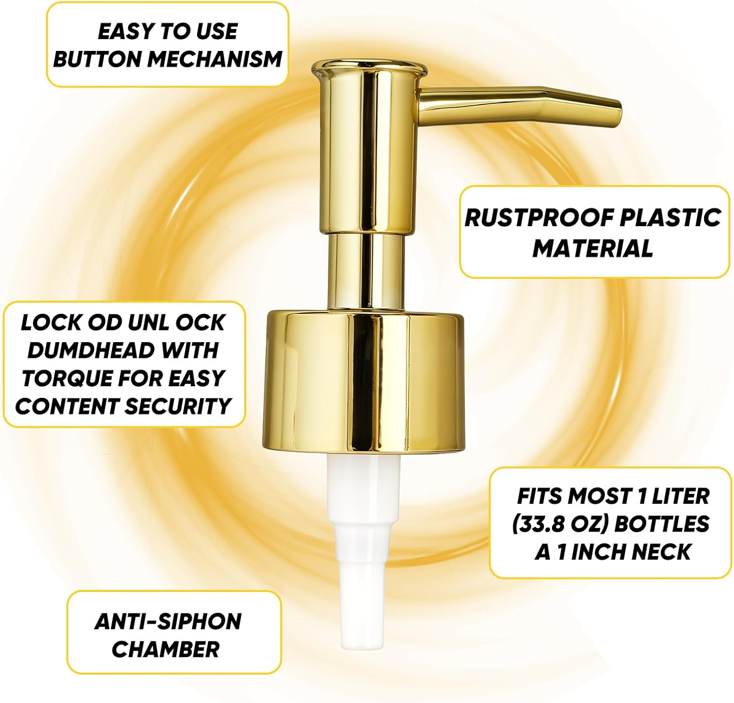 2Pack Gold Soap Dispenser Pump Replacement Top Dispenser Pumps Refill Dispenser Hand Soap Dispenser Soap Pump Replacement for Lotion Regular Glass Mouth Bottles - Black image number 4