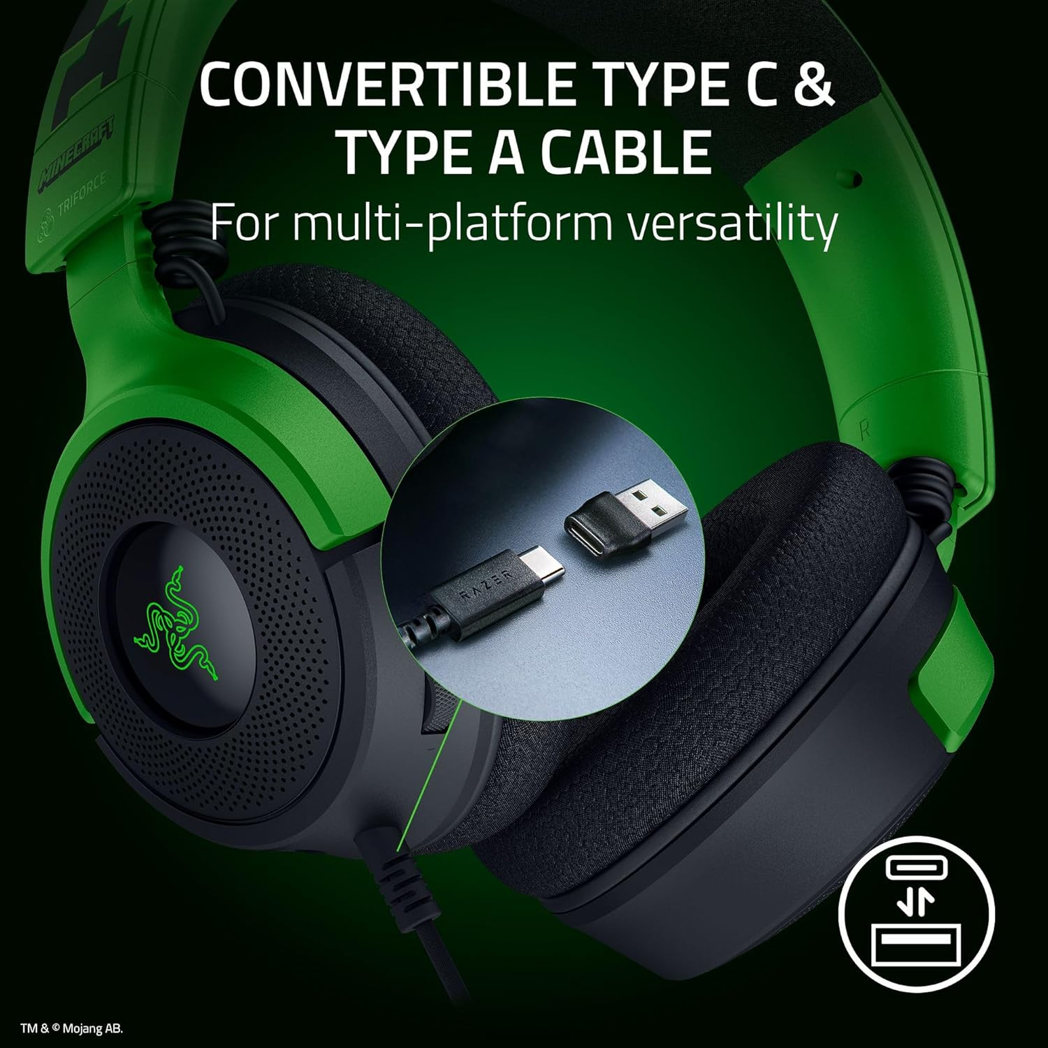 Razer Kraken V4 X - Wired Gaming Headset - Minecraft Edition image number 2