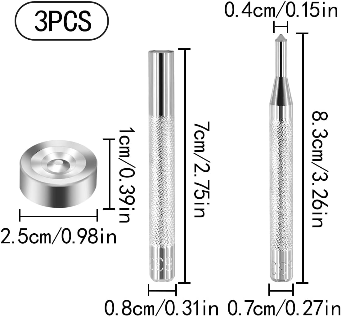 HAIKING Leather Punch Tool, 3 PCS Snap Rivet Setter for Backpacks, Leathercrafts, Jeans, Clothes (About 7Cm/2.75 In)